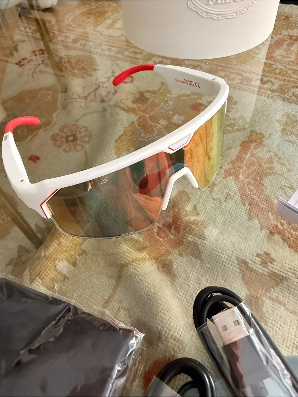 Knicks Music Shield Sports Sunglasses - White Frame, Mirrored CHAMELO smart